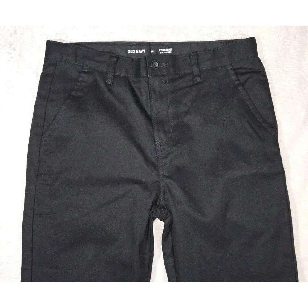 Boys Old Navy Size 14 Straight Pants Black Adjustable Waist 29x27